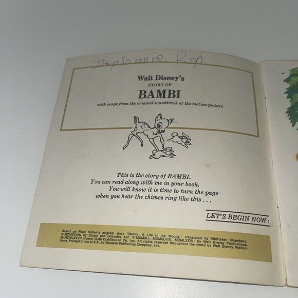 Disney Storyteller Series: STORY OF BAMBI - BOOK & CASSETTE TAPE SET #7DC - 1978 - Picture 3 of 4